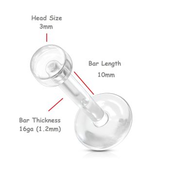 1.6mm Bio Flex Clear Retainer with 3mm Removable Push-In Top - Image 2