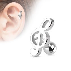 PiercedOff Treble Clef Music Note Tragus/Cartilage Piercing Stud