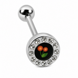 Large domed tongue bar with cherry design