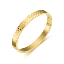 Hinged Bracelet with Checkered Pattern