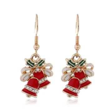 Christmas Bells and Ribbon Dangle Earrings