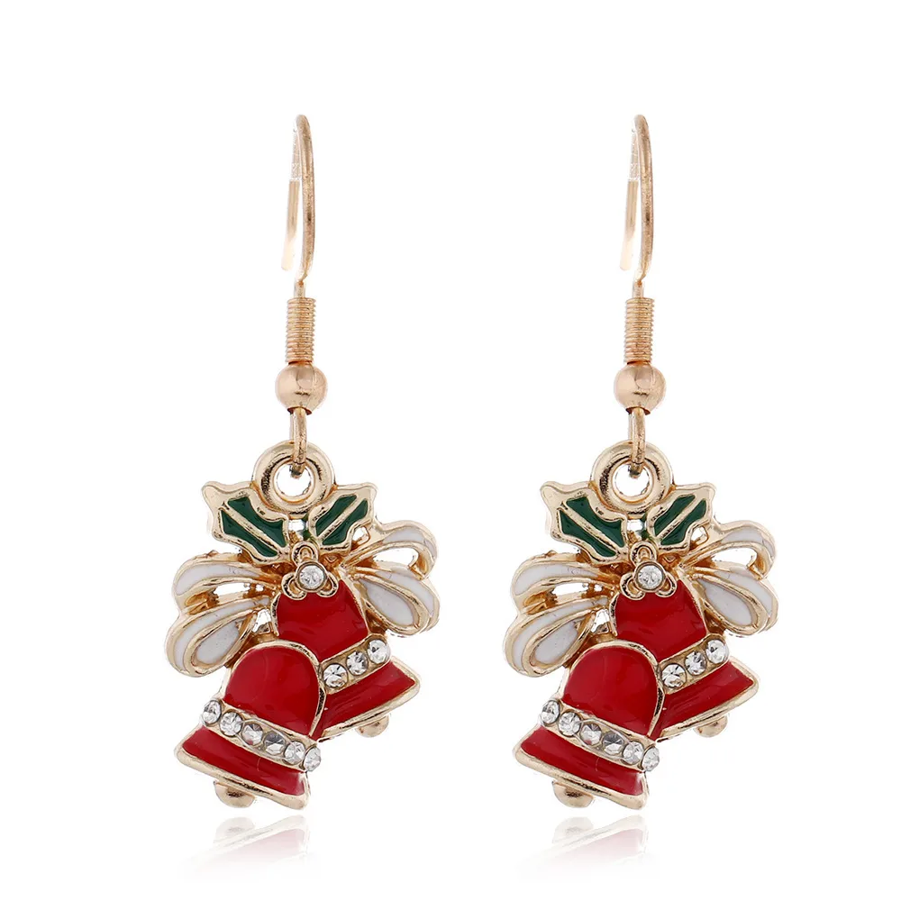 Christmas Bells and Ribbon Dangle Earrings