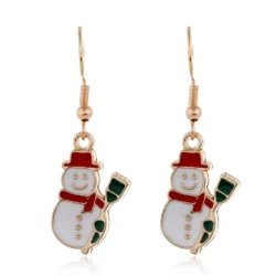 Happy Snowman Christmas Dangle Earrings