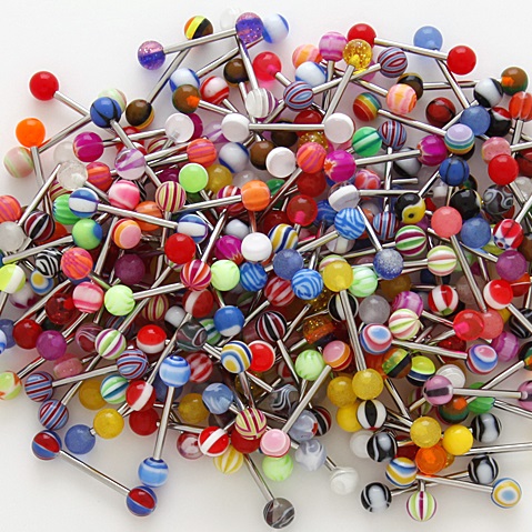 10 Barbells with Acrylic Balls