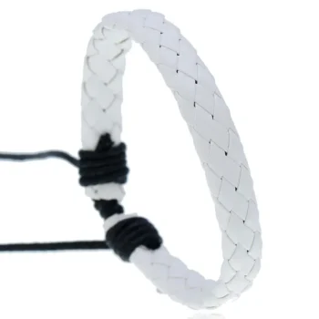 White Leather Drawstring Bracelet