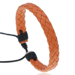 Orange Leather Drawstring Bracelet