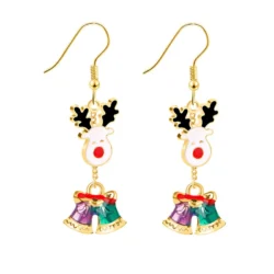 Christmas Earrings with Rudolph and Bells