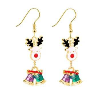 Christmas Earrings with Rudolph and Bells