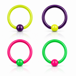 Bright colour captive bead rings in assorted colour combinations