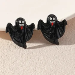 Ghost with red tongue stud earrings