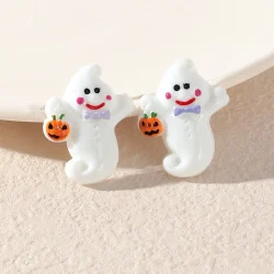 Happy Ghost with pumpkin stud earrings