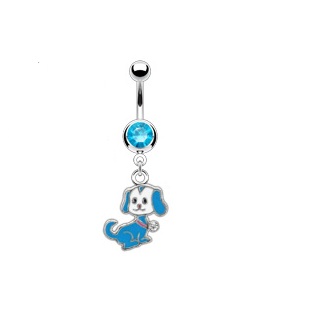 Belly Bar with Cute Puppy Dangle - Image 2