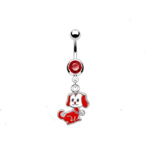 Belly Bar with Cute Puppy Dangle