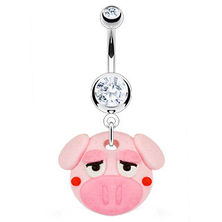 Belly Bar with Rubber Panda Piggy Dangle