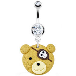 Belly Bar with Rubber Pirate Teddy Dangle
