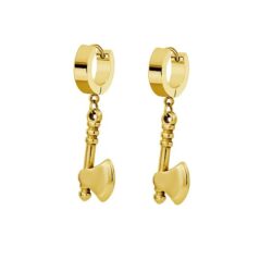 Gold Hoop Earrings with an Axe Dangle