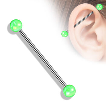 Industrial Barbell with 5mm Metallic Coated Acrylic Balls - Image 3