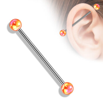 Industrial Barbell with 5mm Metallic Coated Acrylic Balls - Image 4