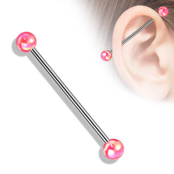Industrial Barbell with 5mm Metallic Coated Acrylic Balls - Image 5