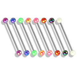 Industrial Barbell with 5mm Metallic Coated Acrylic Balls