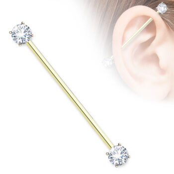 Industrial Bar with 2 Front Facing 7mm CZ Gems - Image 3