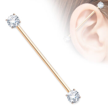 Industrial Bar with 2 Front Facing 7mm CZ Gems - Image 5