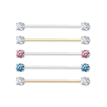 Industrial Bar with 2 Front Facing 7mm CZ Gems