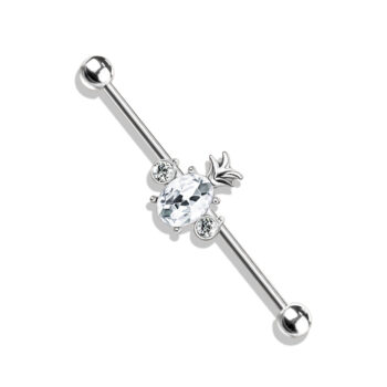 Industrial Barbell with Opalite Stone Pineapple - Image 4
