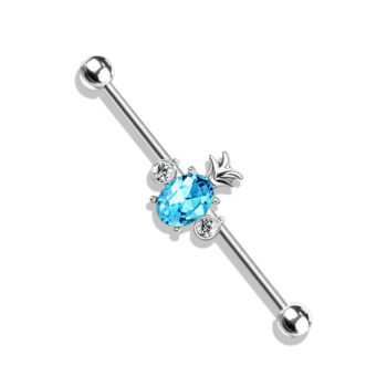 Industrial Barbell with Opalite Stone Pineapple - Image 2