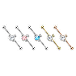 Industrial Barbell with Opalite Stone Pineapple