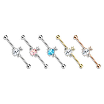 Industrial Barbell with Opalite Stone Pineapple