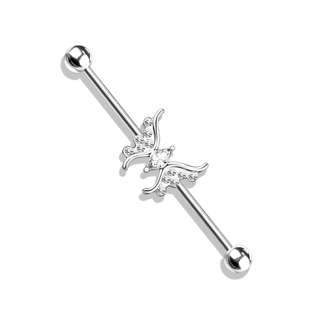 Industrial Barbell with CZ Butterfly - Image 6