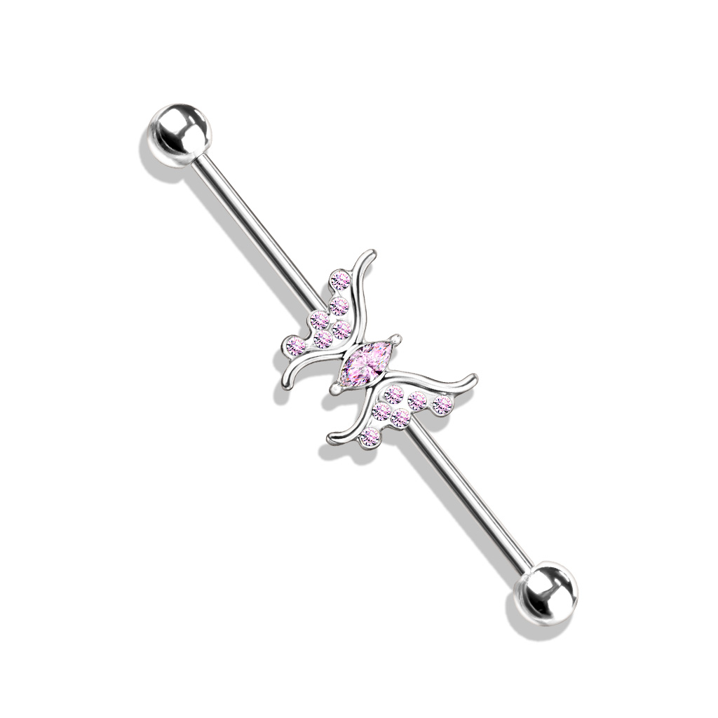 Industrial Barbell with CZ Butterfly - Image 4