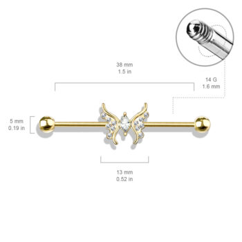 Industrial Barbell with CZ Butterfly - Image 7