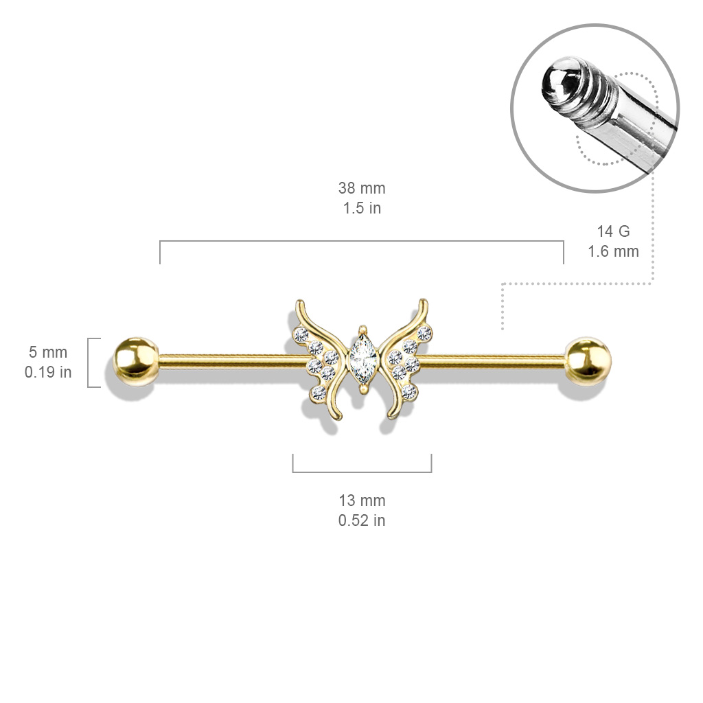 Industrial Barbell with CZ Butterfly - Image 7