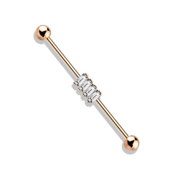 Industrial Barbell with 4 Clear CZ Gems Cluster - Image 2