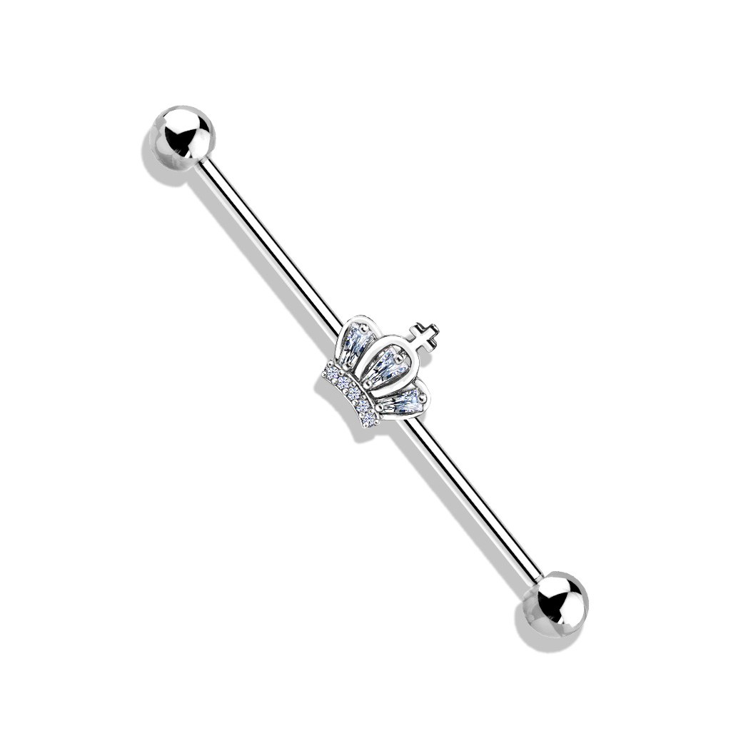 Industrial Bar with Clear CZ Paved Crown - Image 4