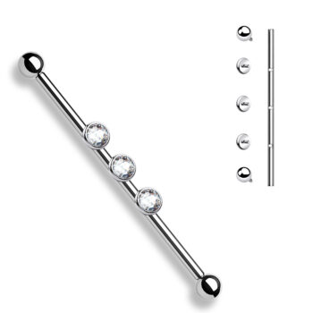 Industrial Bar with 3 CZ Gems - Image 4