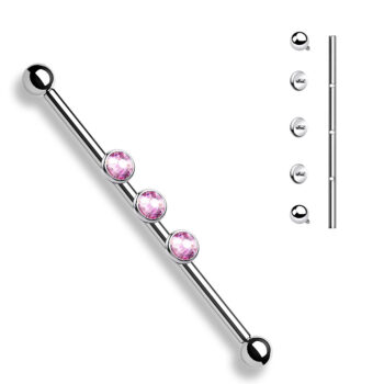 Industrial Bar with 3 CZ Gems - Image 3