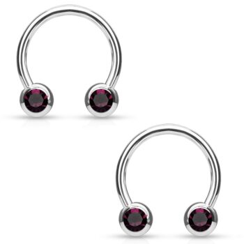 1.6mm Horseshoe Barbell with Front Facing CZ Balls - Image 3