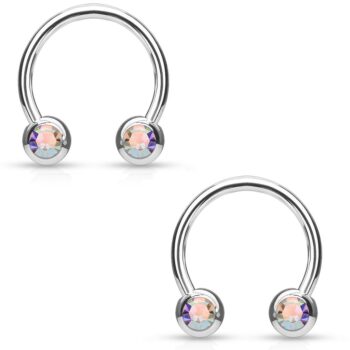 1.6mm Horseshoe Barbell with Front Facing CZ Balls - Image 10