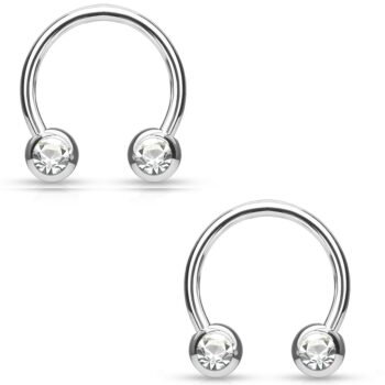 1.6mm Horseshoe Barbell with Front Facing CZ Balls - Image 8