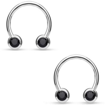 1.6mm Horseshoe Barbell with Front Facing CZ Balls - Image 7