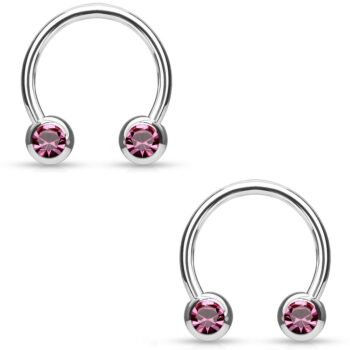 1.6mm Horseshoe Barbell with Front Facing CZ Balls - Image 6