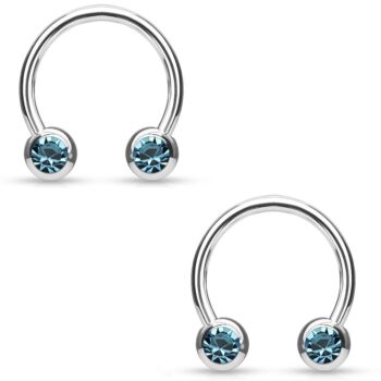 1.6mm Horseshoe Barbell with Front Facing CZ Balls - Image 5