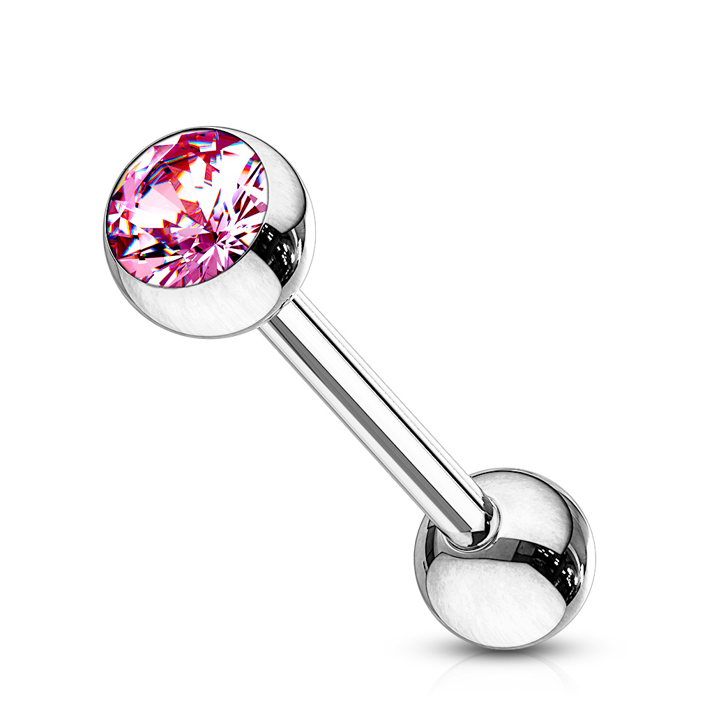 Cartilage Barbell with a CZ Gem Ball - Image 7
