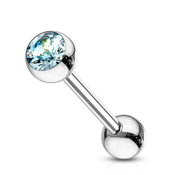 Cartilage Barbell with a CZ Gem Ball - Image 3