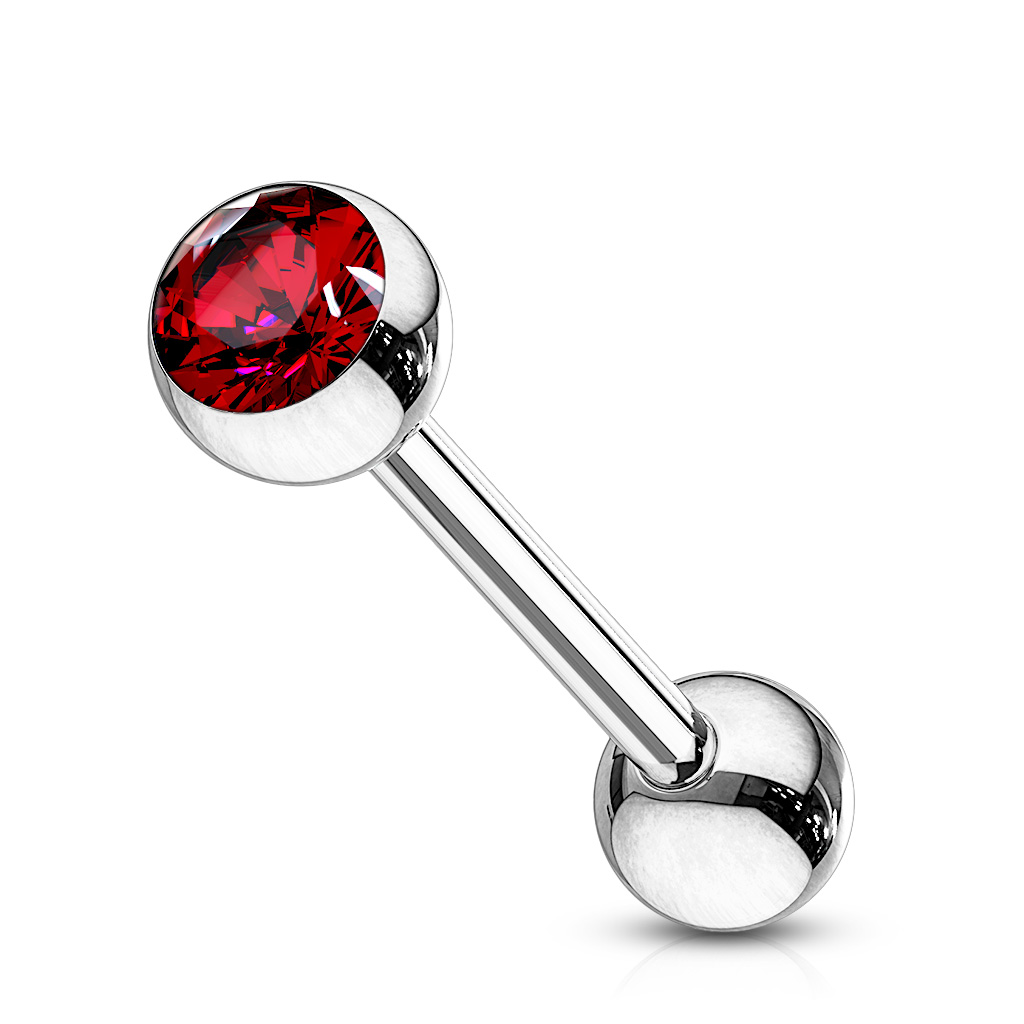 Cartilage Barbell with a CZ Gem Ball - Image 6
