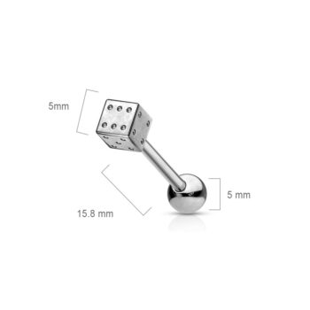 Tongue Barbell with a Dice Top - Image 2