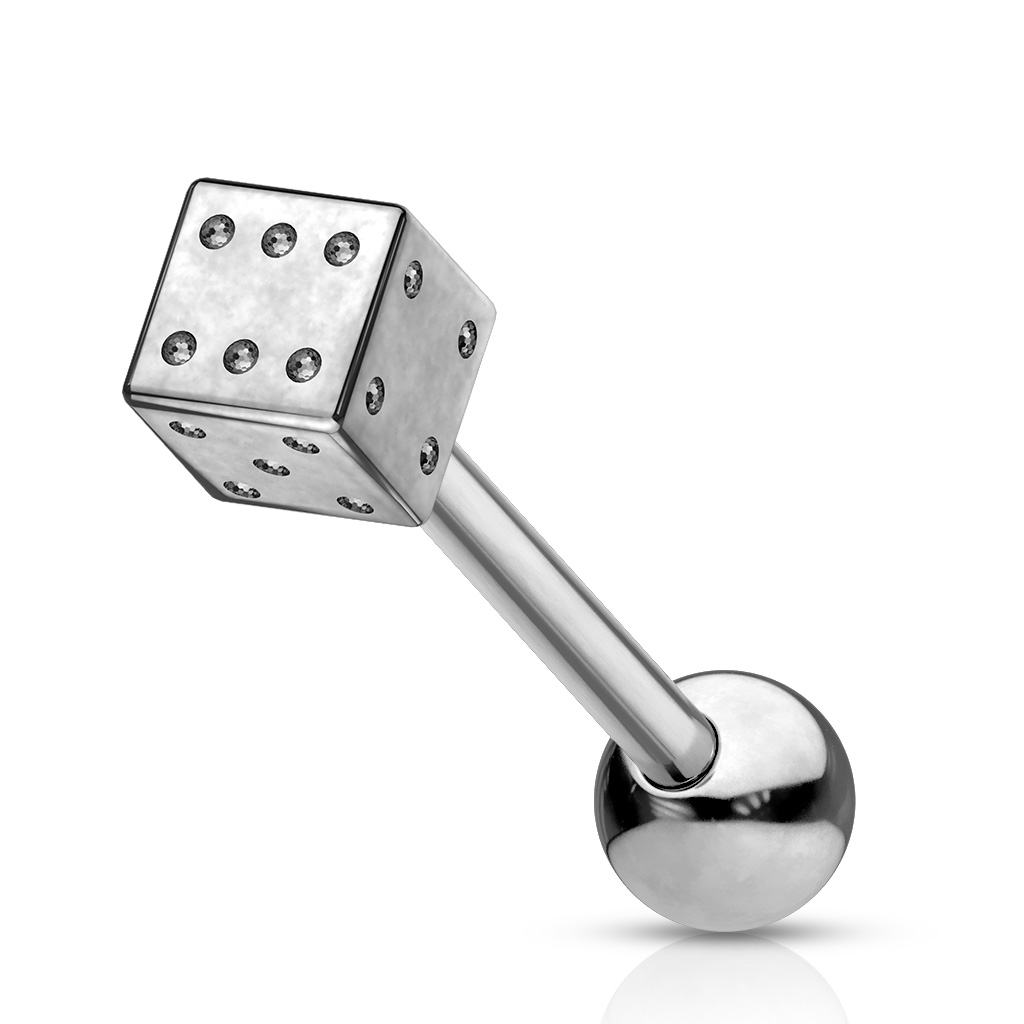 Tongue Barbell with a Dice Top